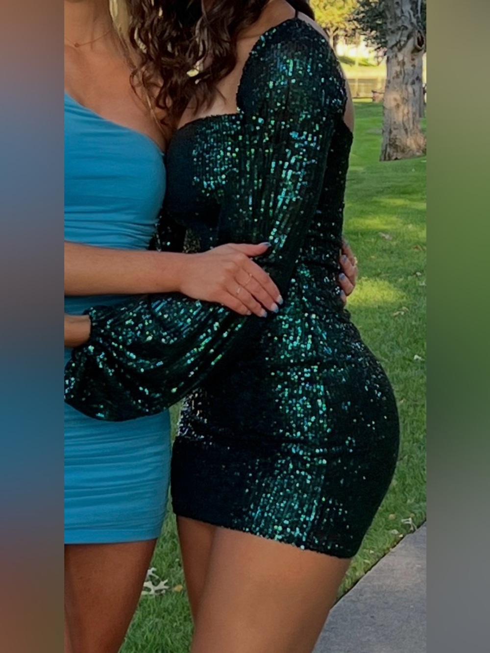Lucy in the Sky Emerald Green Sequin One-Shoulder Mini Dress